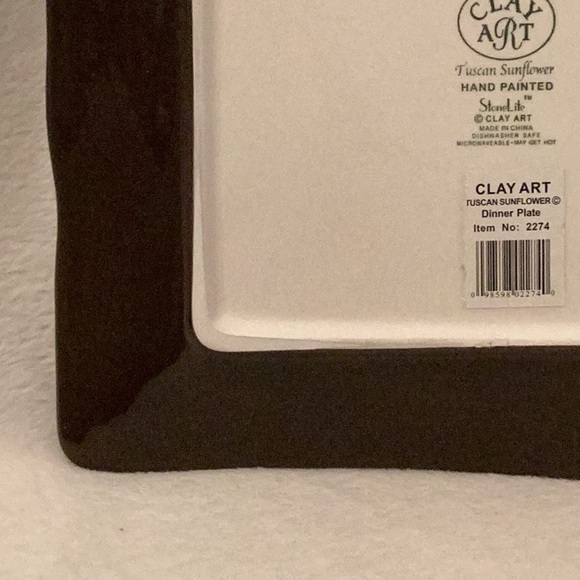 Clay Art Tuscan Sunflower Dinner Plate ~ Hand Painted ~ Nice ~ 10.5” x 10.5” - Picture 11 of 14